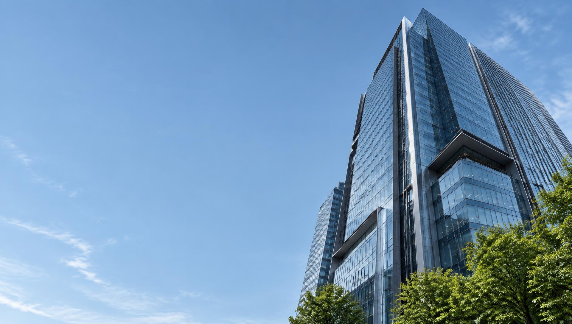 Modern glass architecture reaching upward